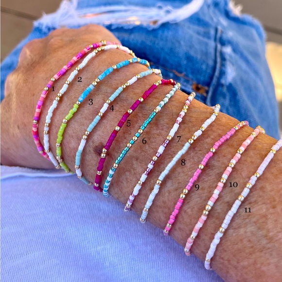 Spring stack! Handmade miyuki delicas + 14k gold filled beads. Buy 1,2,3 or all - Picture 2 of 4